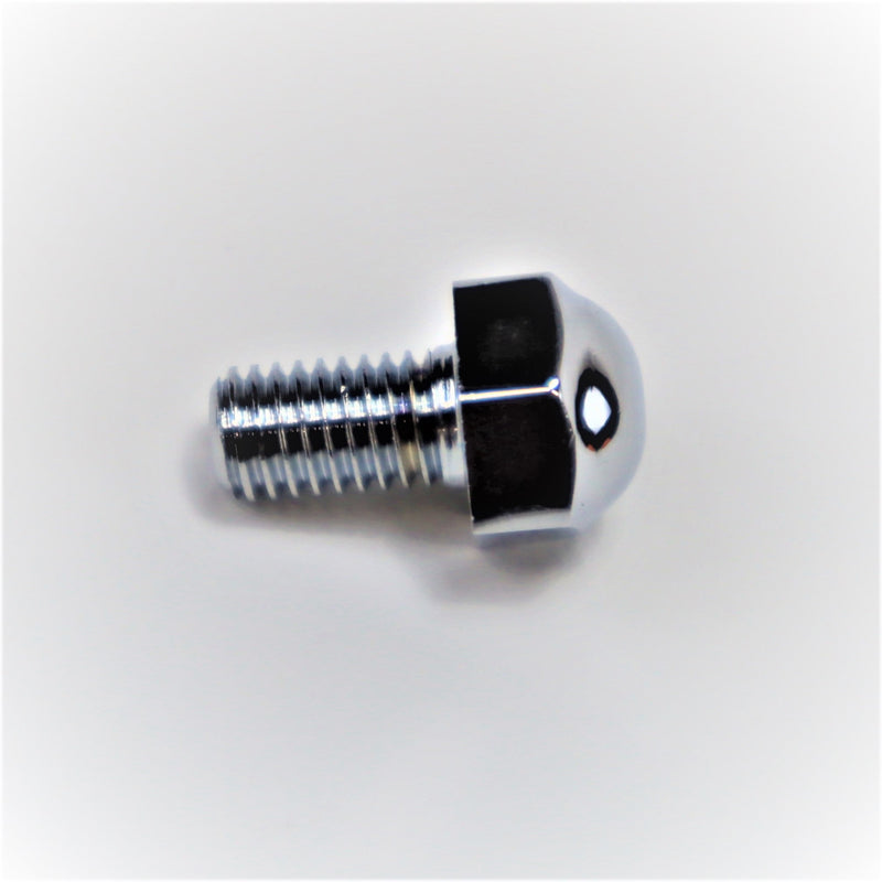 Chrome bolt, gas tank end panel, acorn hex head