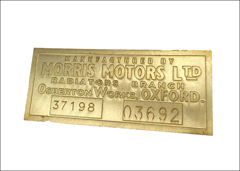 Radiator maker's plate