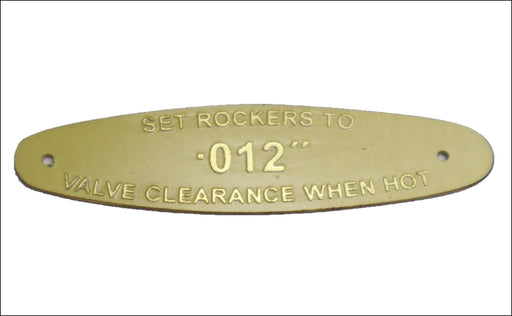 Valve clearance plate .012", TD (e)24116 thru TF, brass