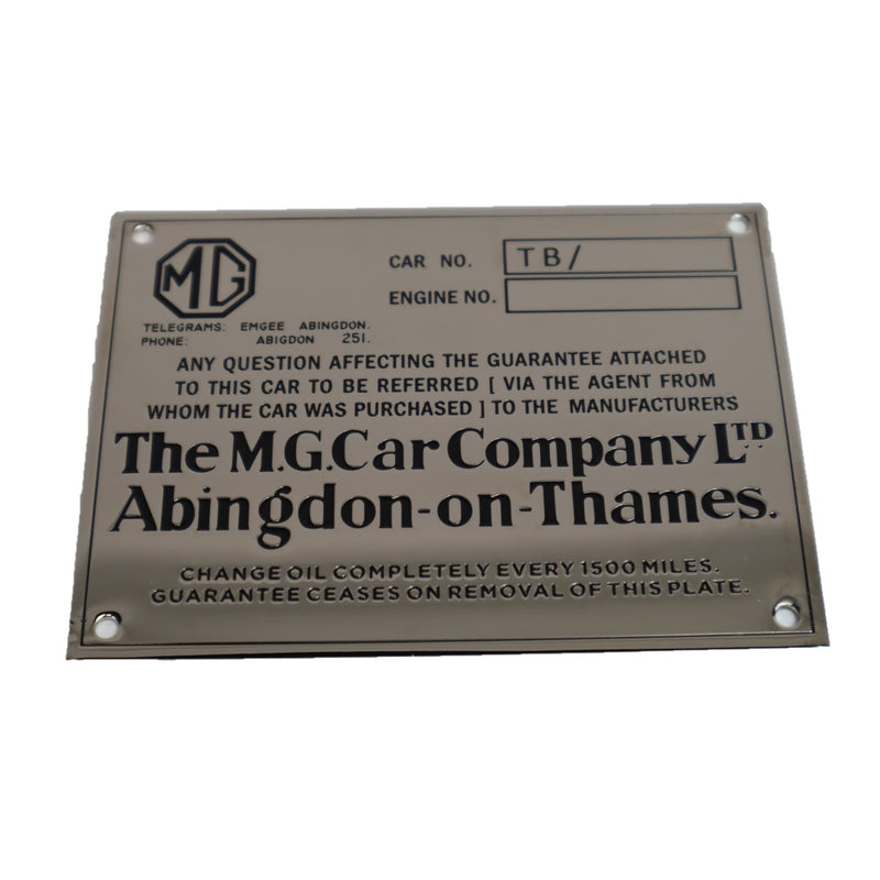 Maker's ID plate, TB