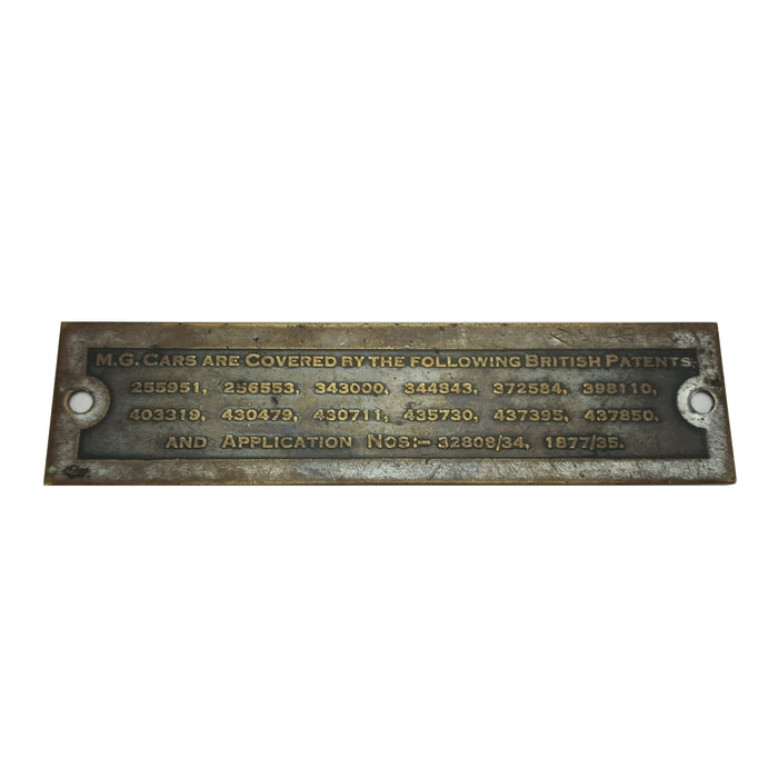 Patent Plate, Early TA