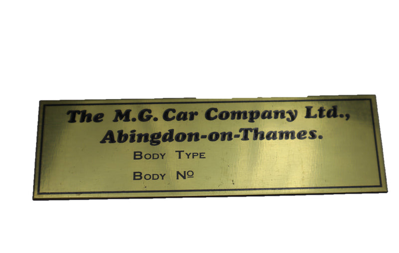 Body (Tub) ID Plate