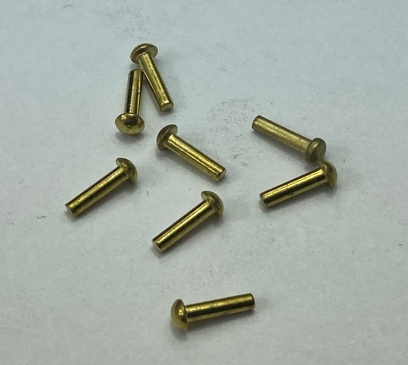 Solid, round head, 1/16” dia.  x 3/8, brass, cut to length