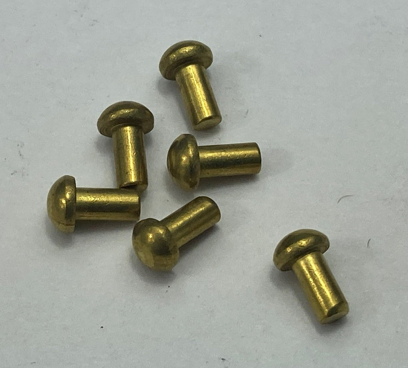 Solid,  round head, 3/32” dia. x 1”, brass, cut to length