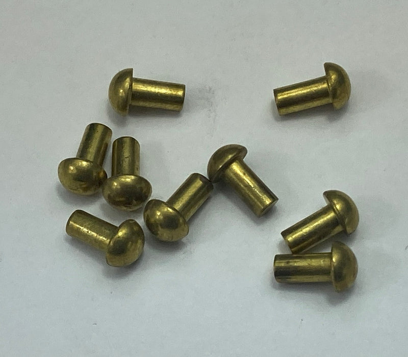 Solid, round head, 1/8" dia. x  1/4", brass