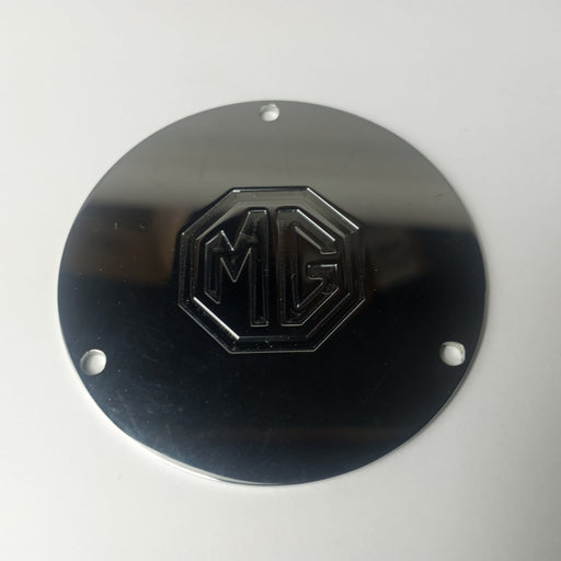 Export center piece, chrome medallion, 3 1/16" diameter.  Countersunk screw holes